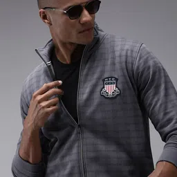 SHOWOFF Men Grey Checked Cotton Sweatshirt-image-15