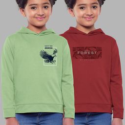 HELLCAT Girls Pack of 2 Printed Hooded Cotton Sweatshirt-picture-31