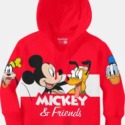 BONKIDS Boys Red Mickey Boys Printed Hooded Sweatshirt-53