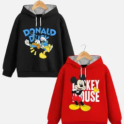 YK Disney Boys Pack Of 2 Mickey Mouse Printed Hooded Sweatshirt-image-28