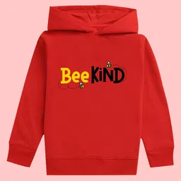 NUSYL Girls Typography Printed Hooded Fleece Pullover Sweatshirt-image-61