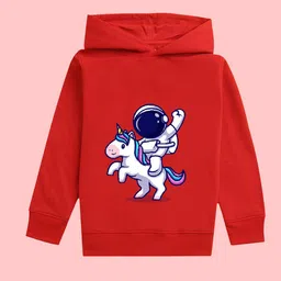 NUSYL Girls Graphic Printed Hooded Fleece Pullover Sweatshirt-image-99