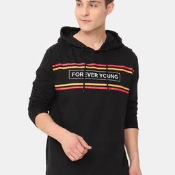 ARDEUR Men Black Printed Hooded Sweatshirt-picture-2