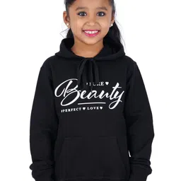 Fleximaa Girls Black Printed Hooded Cotton Sweatshirt-image-37
