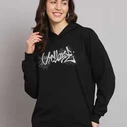 Obaan Typography Printed Hooded Cotton Pullover-image-21