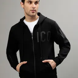 Iconic Typography Printed Hooded Front-Open Sweatshirt-picture-15
