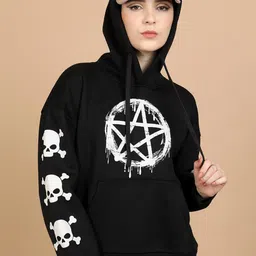 Tokyo Talkies Geometric Printed Hooded Oversized Pullover Sweatshirt-image-40