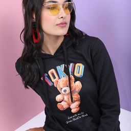 Tokyo Talkies Women Black Printed Hooded Sweatshirt-image-96