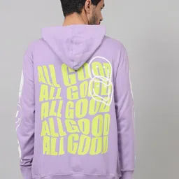 The Dry State Lavender & Lime Green Printed Hooded Fleece Sweatshirt-picture-35