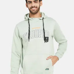 Octave Typography Printed Fleece Hooded Sweatshirt-image-1