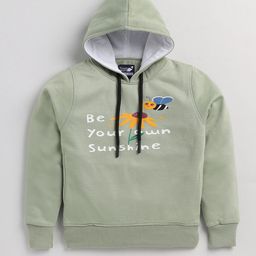 Toonyport Girls Sea Green Printed Hooded Sweatshirt-image-8