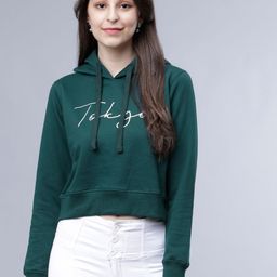 Tokyo Talkies Women Green Printed Hooded Sweatshirt-picture-42