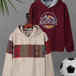 HELLCAT Boys Pack Of 2 Graphic Printed Hooded Sweatshirts-27