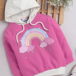 BUMZEE Girls Graphic Printed Hooded Cotton Sweatshirt-image-94