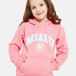 METTLE Girls Typography Printed Hooded Fleece Pullover Sweatshirt-picture-37