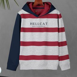 HELLCAT Boys Striped Hooded Cotton Sweatshirt-image-19