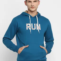 OFF LIMITS Men Teal Blue Printed Hooded Sweatshirt-image-98