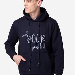 Allen Cooper Men Navy Blue Printed Hooded Sweatshirt-image-36