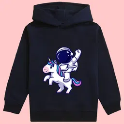 NUSYL Girls Astronaut Printed Hooded Fleece Pullover Sweatshirt-image-84