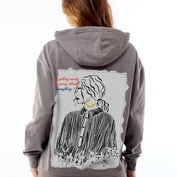 Bewakoof Heavy Duty 1.0 Women's Grey Worry Ready Graphic Printed Oversized Hoodies-picture-10