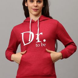 Campus Sutra Women Maroon Typography Printed Cotton Hooded Sweatshirt-image-49