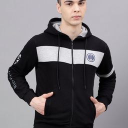 Richlook Colourblocked Hooded Front-Open Sweatshirt-picture-4