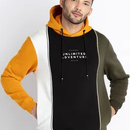 Status Quo Colourblocked Hooded Cotton Sweatshirt-picture-31