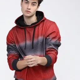 HIGHLANDER Men Red Colourblocked Hooded Sweatshirt-image-85