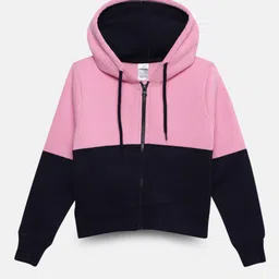 mackly Girls Colourblocked Hooded Front Open Sweatshirt-image-19