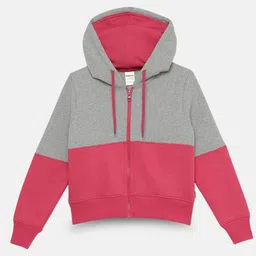 mackly Girls Colourblocked Hooded Front-Open Sweatshirt-image-100