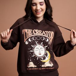 Tokyo Talkies Brown Graphic Printed Hooded Oversized Sweatshirt-image-29