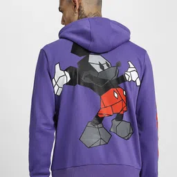 VEIRDO Purple Mickey Mouse Printed Long Sleeves Fleece Pullover Hooded Sweatshirt-image-94