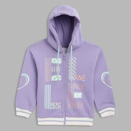 ELLE Girls Purple Printed Hooded Sweatshirt-image-22