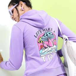 Tokyo Talkies Women Purple Printed Hooded Sweatshirt-image-58