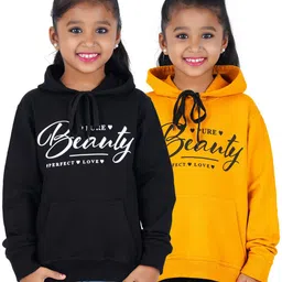 Fleximaa Unisex Kids Yellow Pack of 2 Printed Hooded Sweatshirt-19