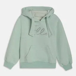ELLE Girls Typography Printed Hooded Kangaroo Pocket Ribbed Pullover-picture-4