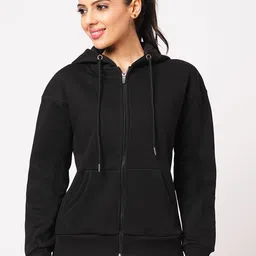 Bombay High Women Regular Fit Solid Zip up Hoodie Jacket-image-95