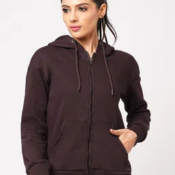 Bombay High Women Regular Fit Solid Zip up Hoodie Jacket-image-92
