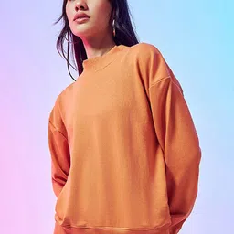 Bewakoof Orange Round Neck Oversized Sweatshirt-picture-17