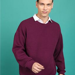 HIGHLANDER Typography Self Design Drop Shoulder Oversized Textured Sweatshirt-picture-58