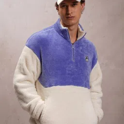HIGHLANDER Purple Colourblocked Drop Shoulder Oversized Pullover-image-64