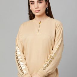 Club York Women Beige Typography Printed Cotton Sweatshirt-image-33