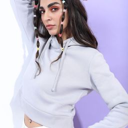 Tokyo Talkies Women Grey Hooded Sweatshirt-picture-45