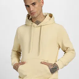 VEIRDO Beige Hooded Cotton Sweatshirt-picture-24