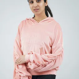 IMPERATIVE Women Orange Hooded Sweatshirt-42