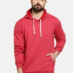 Campus Sutra Men Red Solid Hooded Sweatshirt-picture-32