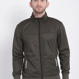 t-base Men Olive Green Solid Bomber Jacket-image-99