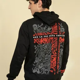 PUNK Graphic Printed Hooded Fleece Pullover-image-22