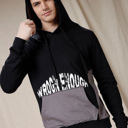 WROGN Printed Kangaroo Pocket Hooded Acrylic Sweatshirt-image-17