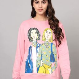 The Dry State Pink Graphic Printed Fleece Pullover-image-48